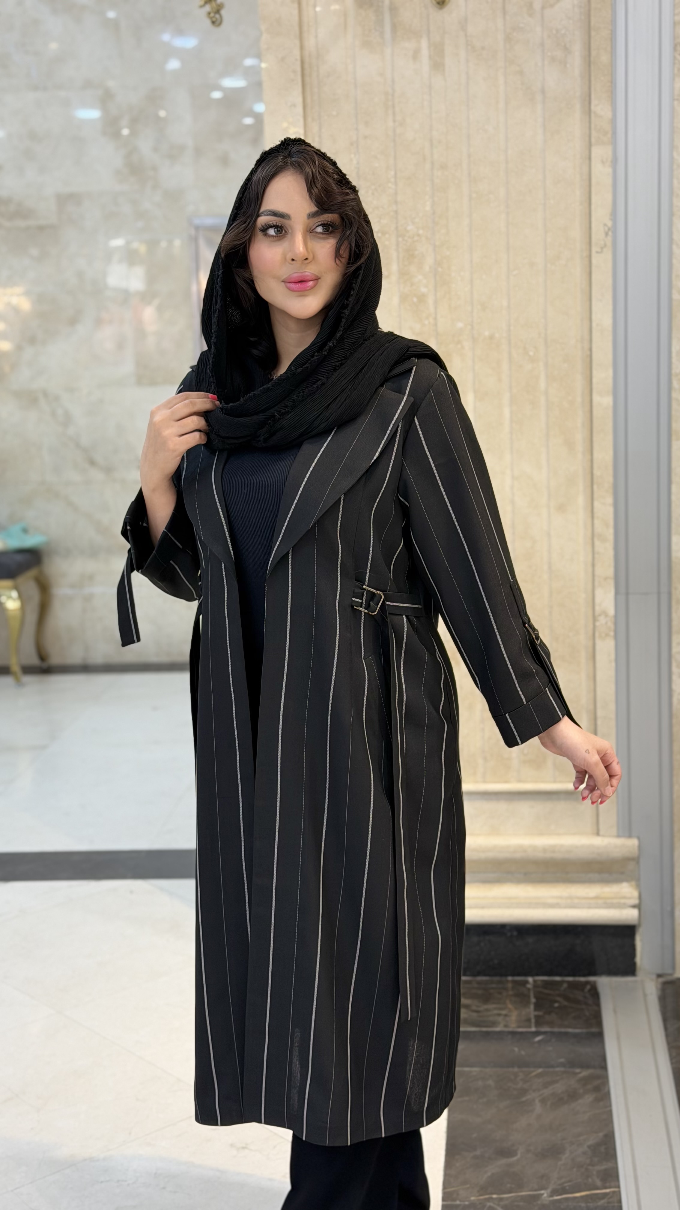 مانتو زنانه اسپرت بلند راه راه